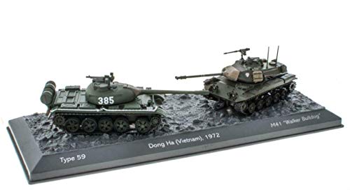 - Lote de 2 Tanques Militares 1:72 World of Tanks: Type 59 + M41 Walker Bulldog Battle of Dong Ha Vietnam 1972 (OT7 + OT8)
