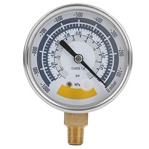 (0-14psi NPT1 / 8in) Manómetro de presión de vacío Instrumento de medidor de aire de acero inoxidable para bomba de vacío de medición doméstica