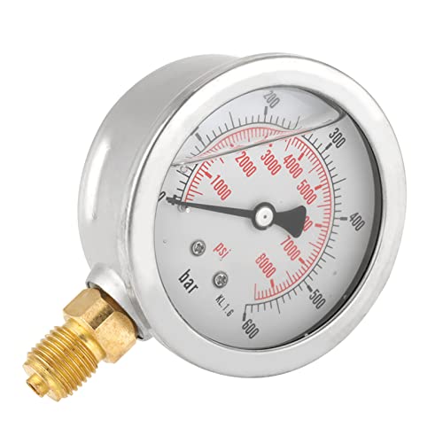 0-600Bar G 1/4 "63mm Dial Medidor de Presión Hidráulica Manómetro 300 Bar Herramienta de Medición de Agua Hidráulica