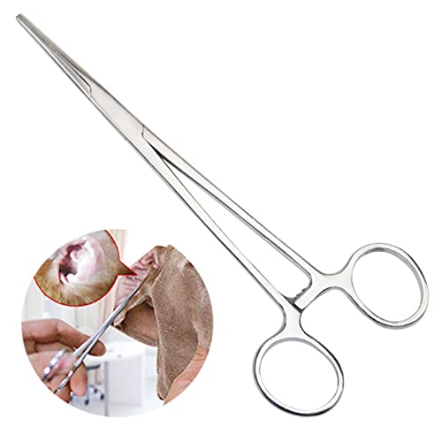 1 Alicates Rectos de Acero Inoxidable, Pinza hemostática de Acero Inoxidable,Alicates para Pescar,Mascota Perro Gato Pinzas de Pelo,Cabeza Recta,Diseño de Diente de Sierra