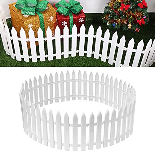 20 Pcs Valla de Plástico Miniatura, Cerca para árbol de Navidad, Decoración del Banquete de Boda, Jardín Casero, Césped, Blanco