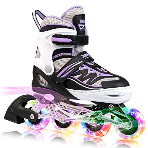 2pm Sports Cytia Ajustable Iluminación Patines en línea para niños y Adolescentes con luz Completa hasta LED Ruedas, Diversión Flashing Roller Blades para niños y niñas