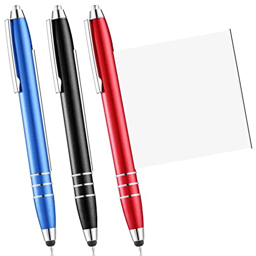 3 Bolígrafos con Nota Extraíble Bolígrafos de Metal de Punta Fina de 0,7 mm Bolígrafos de Barril con Recargas Azules Bolígrafos de Bola para Regalos Papelería Escuela Viaje, Azul Negro Rojo
