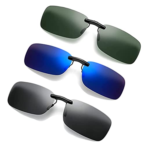 3 Piezas Clip Para Gafas para Sol, Clip Gafas de Sol Polarizadas Lentes, Flip up Gafas de Sol para Mujer Hombre, Clip Polarizado Unisex en Gafas de Sol, para Actividades al Aire Libre, Conducción