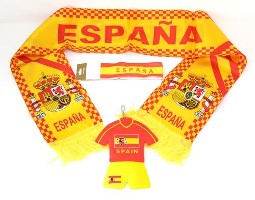 3 Unidades. Venda. Bufanda. Colgador de Ventana. Kit para Aficionados a la selección española de fútbol. Copa del Mundo de españa. la Liga. apoyar españa