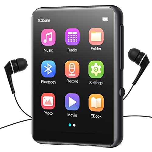 32GB MP3, Reproductor de Música con Bluetooth 5.0, Altavoz HD Incorporado, Radio FM, Grabadora de Voz, E-Book, Sonido de HiFi, Ideal para Deporte, Auriculares Incluidos, Soporte hasta 128G