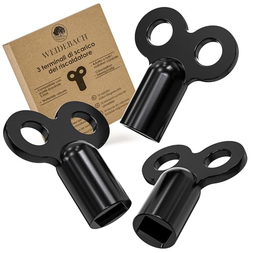 3x WEIDEBACH® llave de radiador negra, para purgar cualquier radiador, ROBUSTO Y ESTABLE, reduce el ruido, llave para purgar radiadores