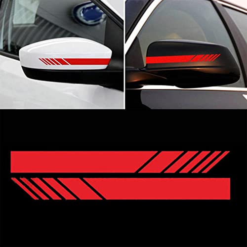 6Pares Etiqueta Engomada del Espejo del Coche, Pegatinas Reflectantes para Coche Auto Racing Stripe Lateral Calcomanía Vinilo Modificado Calcomanía de Rayas Decoración para Coches SUV vehículos,Rojo