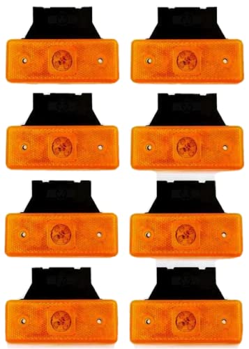 8 luces de gálibo naranja ámbar 24 V marcador lateral 4 luces LED con soportes para volquete, remolque, chasis, camión, caravana, bus