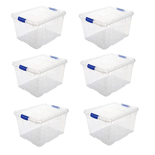 Acan Tradineur – Pack de 6 Cajas de Almacenamiento – Fabricado en plástico – Contenedor para almacenar juguetes, libros, ropa, mantas – N.º 2 – 25,5 x 41,5 x 35 cm – 25 L