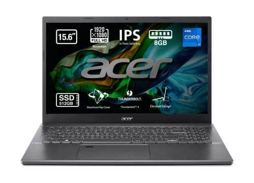 Acer Aspire 5 A515-57 - Ordenador Portátil 15.6" Full HD IPS (Intel Core i7-1255U, 8 GB RAM, 512 GB SSD, Intel Iris Xe Graphics, Sin sistema operativo) Color Gris Acero - Teclado QWERTY Español