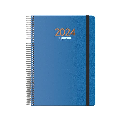 Agenda Anual 2023- Organizador Semanal - Cada Día Una Página - Tamaño Mediano 15 x 21 cm - Modelo Syncro - Modelo Azul - Planificador Mensual Portable - De Anillas - Dohe