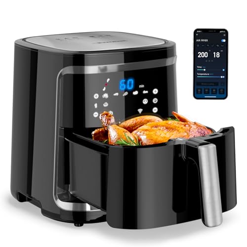 Aigostar Cube Smart - Freidora de aire inteligente sin aceite, 1900W, 7L. Modo manual, pantalla LED táctil, 7 funciones preestablecidas + mantener caliente y modo manual. Conexión Wifi. Libre de BPA