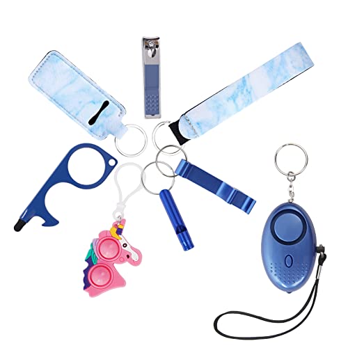 Ainiv Alarma Personal, Juego de Llaveros Defensa Personal, 140DB Alarma Seguridad Autodefensa para Niños, Mujeres, Ancianos, Turno Nocturno, Llavera de Emergencia (Azul)