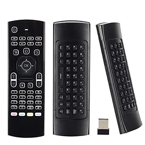 Air Mouse Mini Teclado Retroiluminación Mando a Distancia Inalámbrico 2.4G Multifuncional W Control de Aire de Aprendizaje para Infrarrojos para Android Smart TV Box, 3-Gyro y 3-Gsensor, G Box Mini PC