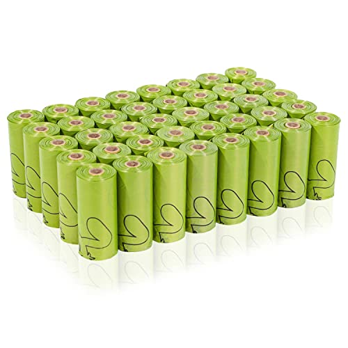 AiTodos® 600 Bolsas para Caca, PET Polietileno + Material de Almidón de Maíz. Bolsas Semibiodegradables - 29,5 x 22 cm - Verde (40 Rollos, 15 Paquetes Cada Uno)