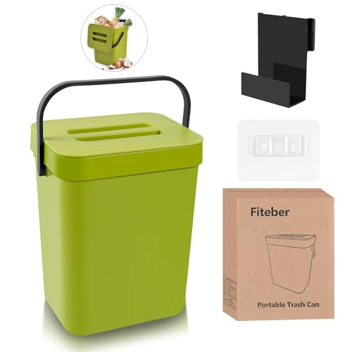 AIVORO Contenedor de compostaje para Cocina, 3L Cubo de Basura Orgánico Sostenible para Cocina Resistente a los Olores, Incluye 4 Rollos de Bolsas de Basura Orgánicas (Verde)