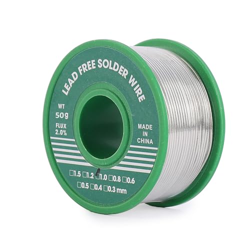 Alambre de Soldadura sin Plomo, Hilo Estaño para Soldar, Plata Estaño para Soldadura Electronica, Alambre Colofonia Núcleo Soldar, Sn99% Ag0.3% Cu0.7% (1mm 50g)