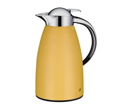 alfi Termo Signo, metal amarillo, 1 L, con cristal alfiDur, 1421.295.100, jarra térmica que mantiene el calor durante 12 horas, ideal como cafetera o tetera para 8 tazas.