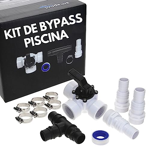 Amapool Kit de Bypass Piscina 12 Piezas I Juego para calefacción de Piscina y Sistema de Filtro de Arena I Válvula de 3 vías Piscina I Juego de conexión Piscina