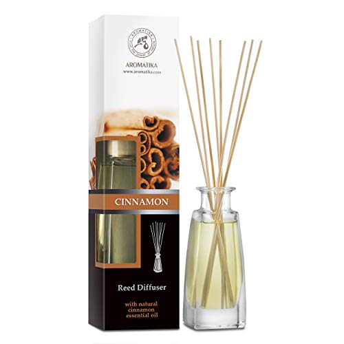 Ambientador Canela 100ml con 10 Varillas de Bambú - 100% Puro y Natural - Ambiente y Duraderas - Set de Regalo para Aromatizar Todos los Ambientes