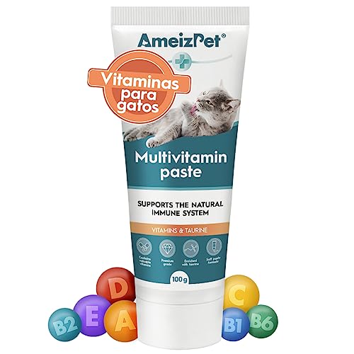 AmeizPet Multivitaminas para Gatos, Pasta para Sistema De Inmunidad Gatos de Interior con Taurina, 100g (3.52 Oz)