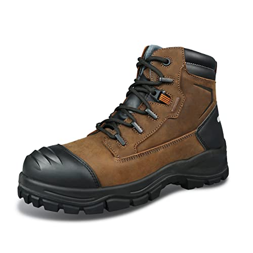 ANDANDA Zapatos de trabajo para hombre, botas de seguridad, sin metal, aislados eléctricos, antideslizantes, certificados según la norma EN ISO 20345, marrón, 48 EU