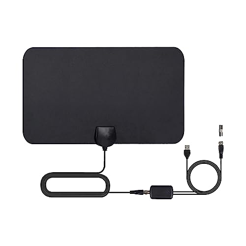 Antena de TV Interior, Freeview Antena HDTV Digital con Amplificador y Cable Coaxial para Canales Locales, Compatible con HD 4K 1080P VHF UHF,120km señal de Rango de televisión Libre Antena de TV Interior, Freeview Antena HDTV Digital con Amplificador y Cable Coaxial para Canales Locales, Compatible con HD 4K 1080P VHF UHF,120km señal de Rango de televisión Libre