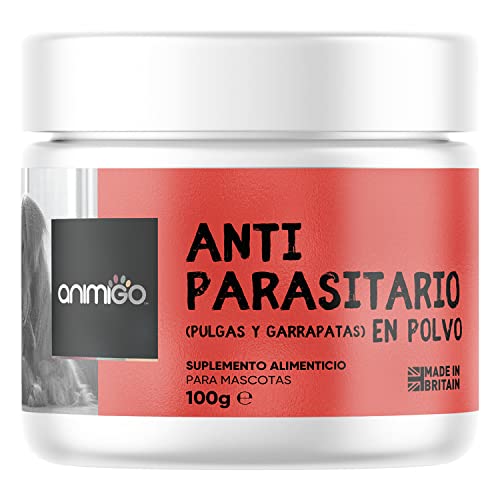 Antipulgas y Antigarrapatas en Polvo 100g para Perros y Gatos Sabor a Pollo - Suplemento Protección Antiparasitos, Pulguicida y Apoyo para Piel y Pelo con Vitaminas del Grupo B, Zinc y Aminoácidos