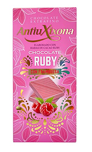 Antiu Xixona Chocolates Premium - Chocolate Ruby con Frambuesa - Sabor Suave y Tierno - Receta Original - Textura Cremosa - Tableta de 100g