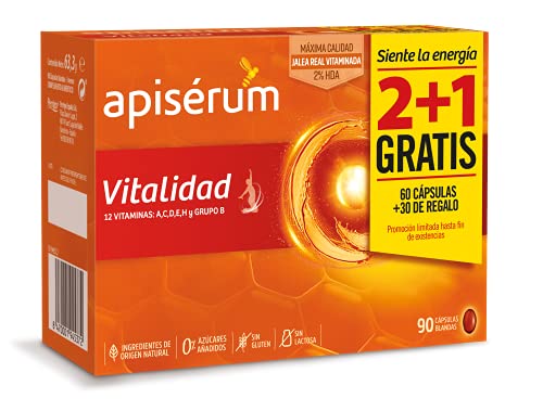 APISERUM Pack Vitalidad Cápsulas - 3 meses de tratamiento - Jalea Real con Vitamina C - Multivitamínico - Vitaminas A,C,D,E,H y grupo B Ayuda a reforzar el sistema inmunitario*