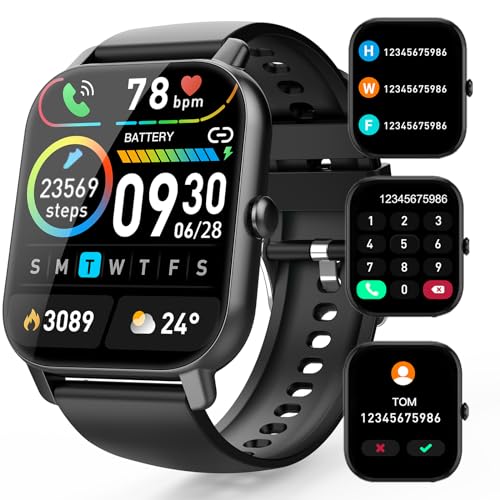 Aptkdoe Reloj Inteligente Hombre Mujer, 1,85" Smartwatch con Llamada Bluetooth, Impermeable IP68 Pulsera Actividad con 112 Modos Deporte, Monitoreo de Sueño/Pulsómetro/Podómetro para Android iOS