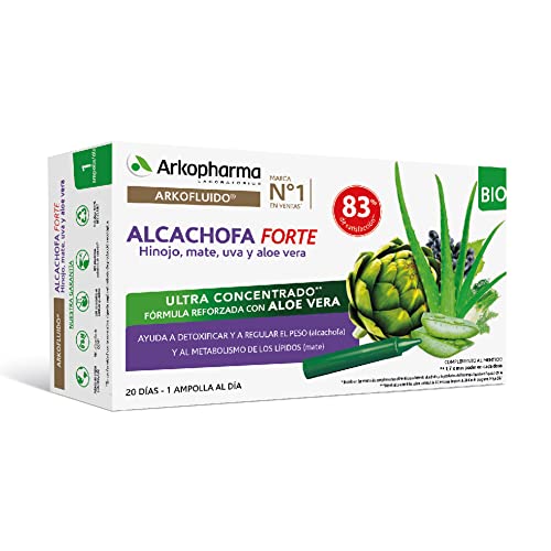 Arkopharma Arkofluido Alcachofa Forte BIO Más Aloe Vera 20 Ampollas, Eliminar Toxinas del Organismo Más Asesoramiento Nutricional, Complemento Alimenticio, 20 Unidad (Paquete de 1)