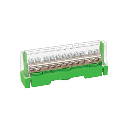 Arnocanali T1611A - Bloque de terminales de tierra para conexiones equipotenciales con tapa, con barra de latón de 11 orificios, multicolor Arnocanali T1611A - Bloque de terminales de tierra para conexiones equipotenciales con tapa, con barra de latón de 11 orificios, multicolor