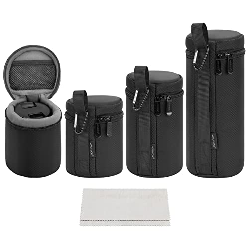 Arvok Fundas para Set de Objetivos, Estuches Protectores para Lentes Resistentes al Agua, para Objetivos de cámara DSLR, para Lentes de cámara de 4 tamaños para Nikon, Tamron, Sigma, Pentax, Sony