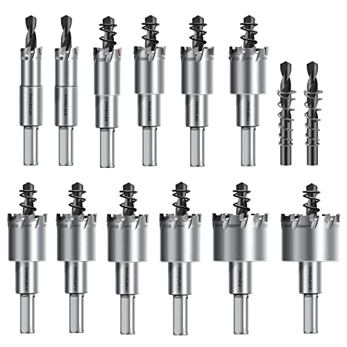 ASNOMY 14pcs Brocas Corona Perforadora Metal, 12,7mm-54mm juego de cortadores de agujeros con punta de carburo de tungsteno, sierra de corona para metal de acero inoxidable, hierro madera, plástico ASNOMY 14pcs Brocas Corona Perforadora Metal, 12,7mm-54mm juego de cortadores de agujeros con punta de carburo de tungsteno, sierra de corona para metal de acero inoxidable, hierro madera, plástico