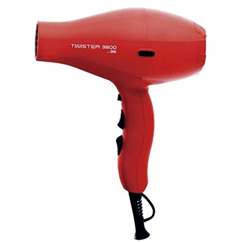 Asuer Group Secador de pelo Twister 3800 Ionic 2100W - Secador profesional iónico turmalina cerámica, color rojo - Incluye difusor y 2 boquillas | 3.000.000 iones/seg/cm³