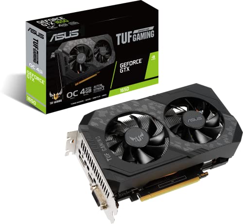 ASUS TUF Gaming NVIDIA GeForce GTX 1650 V2 OC Edition - Tarjeta Gráfica Gaming (PCIe 3.0, 4GB GDDR6, HDMI 2.0b, DisplayPort 1.4a, lubricante de grado espacial, diseño compacto, GPU Tweak III)