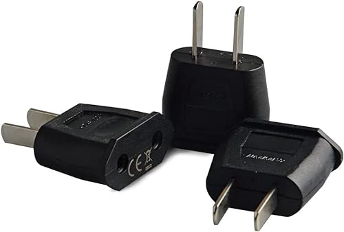 Aukru 3X Adaptador de Enchufe Europeo EU Europa ESPAÑA a EE.UU/Americano/US/China/Japón/Canadá/México Negro