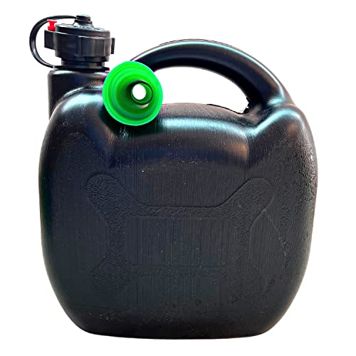 AUTOZOCO Bidón Garrafa Plástico Gasolina Diesel homologado - franja de medición - incluye Embudo roscado - garrafa combustible - bidón de gasóleo - garrafa con embudo gasolina - 5 Litros