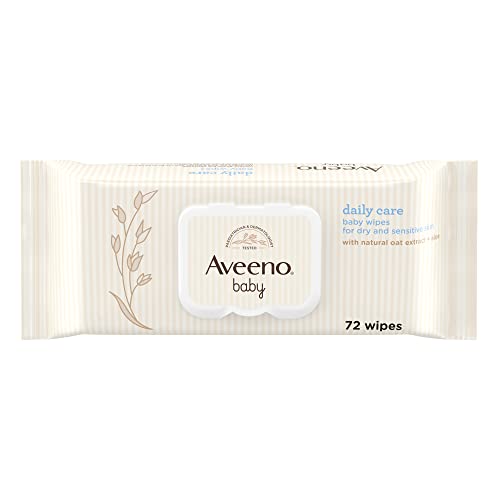 Aveeno Baby Wipes - Toallitas Higienizantes de Bebé, Piel Sensible, Extracto de Avena y Aloe, 72 unidades