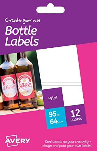 Avery HBL02 - Etiquetas para botellas (95 x 64 mm, 12 unidades)