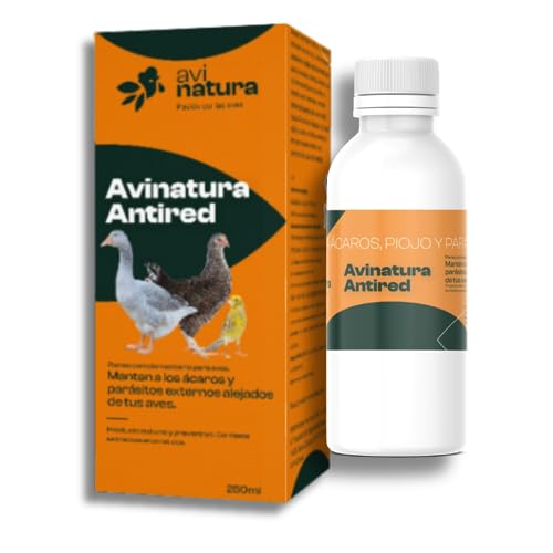 AVINATURA ANTIRED - Suplemento líquido Natural. Repele PIOJO, ÁCARO Rojo Y Otros PARÁSITOS EXTERNOS de Aves - Uso en el Agua de Bebida - 250 ml.