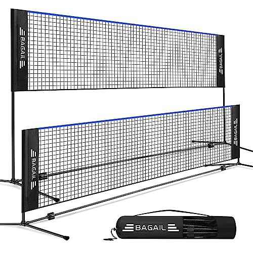 BAGAIL Red de Bádminton Plegable Hecha de Nailon con Soporte de Altura Regulable y Bolsa de Transporte, Fácil de Montar y Desmontar, Jugar al Tenis, Bádminton o Voleibol