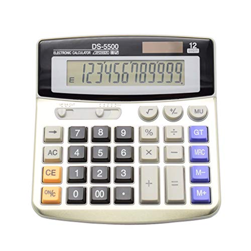 BAIYOU Calculadoras Solares Calculadoras Básicas, Solar y batería Dual Power electrónico calculadora portátil Pantalla LCD Grande de 12 dígitos calculadora