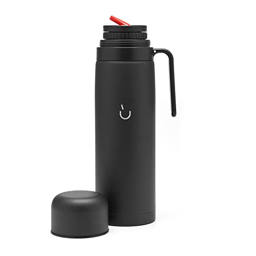 BALIBETOV Termo Mate de Acero Inoxidable para Viajes, Oficina, Aire Libre - Termo con Pico Matero (1 litro) (Negro, 1 L)