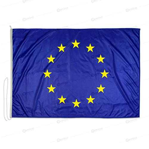 Bandera Europa 100x70 centimeters en tela náutico 115g grams, bandera unión europea 100x70 lavable, bandera UE 100x70 con cordón, doble costura perimetral y cinta de refuerzo
