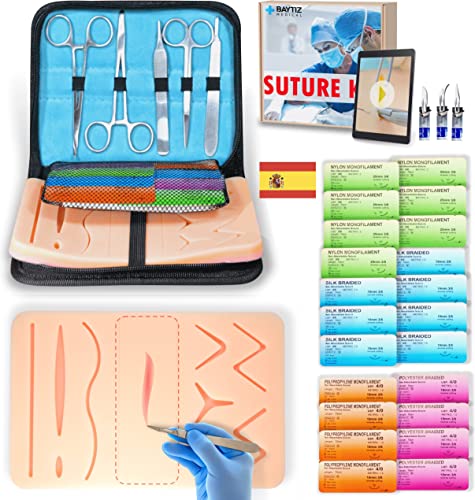 Baytiz | Kit de Sutura - Material Quirurgico Para el Entrenamiento de Suturas Quirurgicas - Regalos Enfermeria Veterinaria Quirurgica Estuche Regalo Botiquines Instrumentos Medico Medicos Instrumental