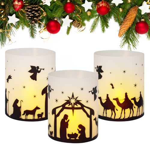 BETESSIN 12pcs Portavela para Decoración de Mesa de Natividad, Farol Funda para Velas Navidad, Mini Decoraciñon de Lámparas de Mesa, Vela Decoración, Portavelas de Velas PVC Pequeñas de Natividad