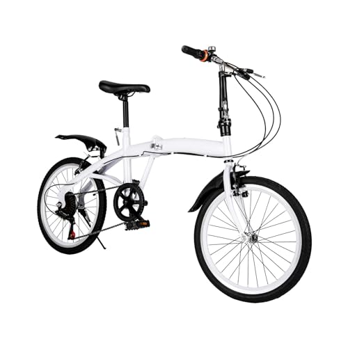 Bicicleta plegable de 20 pulgadas, 7 velocidades, plegable, para adultos, plegable, ajustable, unisex, adecuada para camping, deportes al aire libre, ciclismo, desplazamientos, color blanco